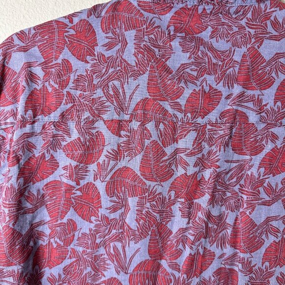 VSTR PREMIUM Linen Blend Short Sleeve Button Down Printed Shirt Size Large - Picture 6 of 7